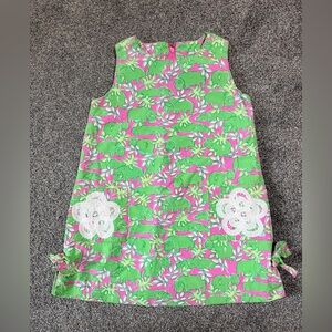 Lilly Pulitzer Green and Pink Hippo Sleeveless Dress